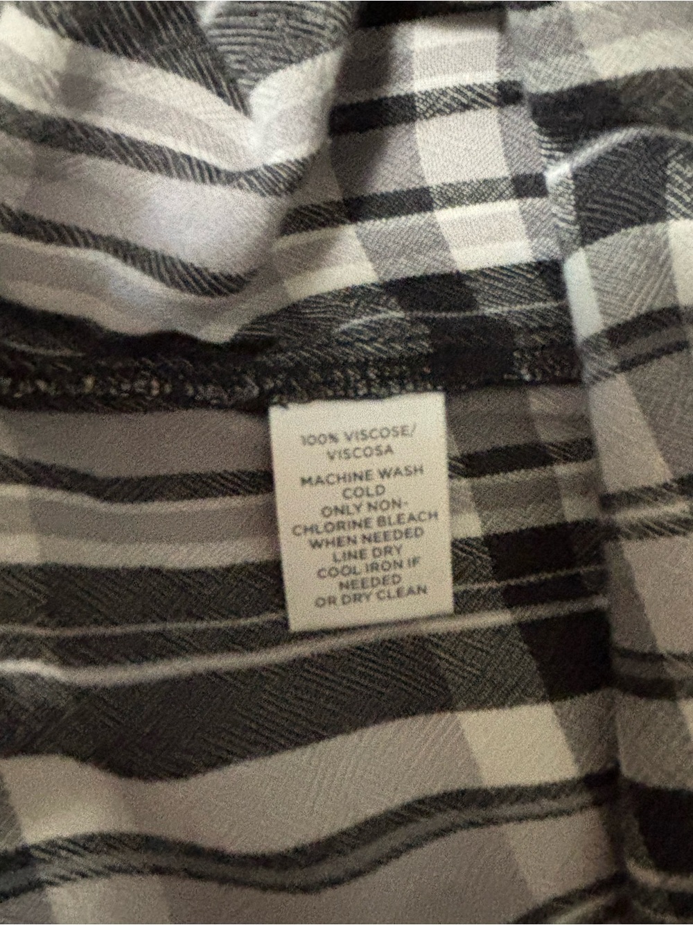 LOFT Black and White Plaid Peasant Top - Picture 6 of 6